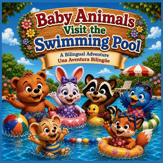 Baby Animals Visit the Swimming Pool: A Bilingual English Spanish Picture Book for Kids About Swimming, Friendship, Summer Fun, and Pool Safety