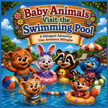 Baby Animals Visit the Swimming Pool: A Bilingual English Spanish Picture Book for Kids About Swimming, Friendship, Summer Fun, and Pool Safety