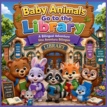 Baby Animals Go to the Library: A Bilingual English Spanish Picture Book for Kids About Books, Reading, Learning, Friendship, and Imagination
