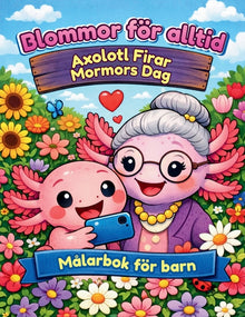 Blommor för alltid - Axolotl Firar Mormors Dag - Målarbok för barn: Målarbok med text - den berättar historien om en snäll axolotl som älskar blommor