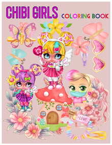 chibi girls coloring book: Famous Kawaii Anime Girls.Adorable characters in manga scenes